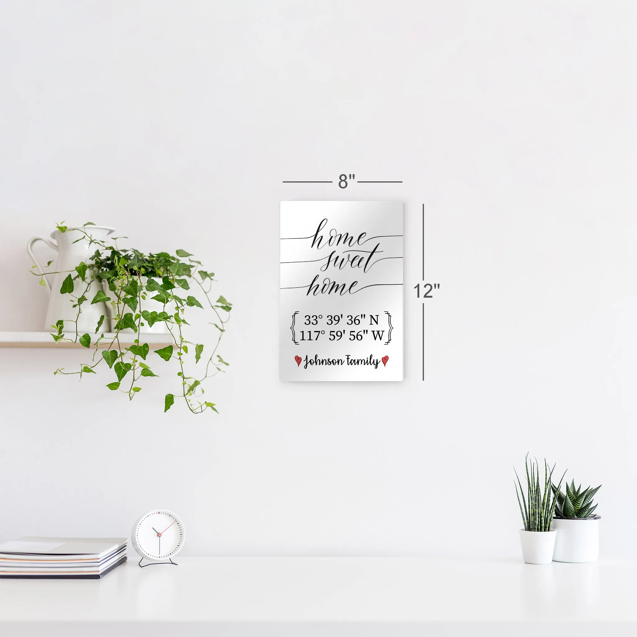 Personalized Gift Wall Art with Family Name and Coordinates Home Sweet Home Design