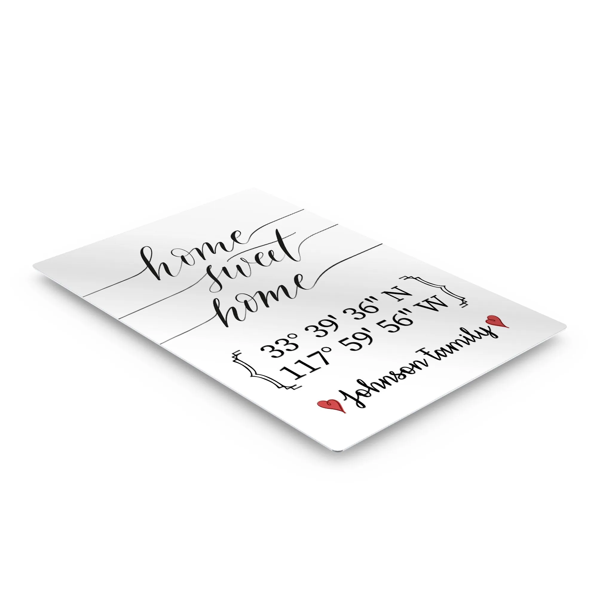 Personalized Gift Wall Art with Family Name and Coordinates Home Sweet Home Design