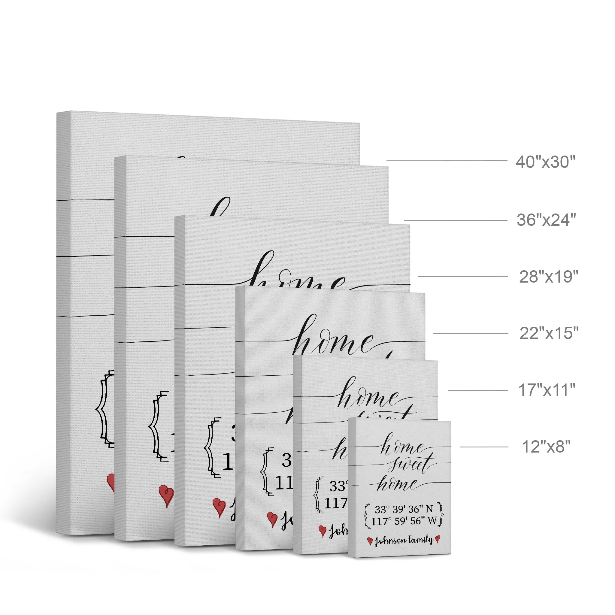Personalized Gift Wall Art with Family Name and Coordinates Home Sweet Home Design