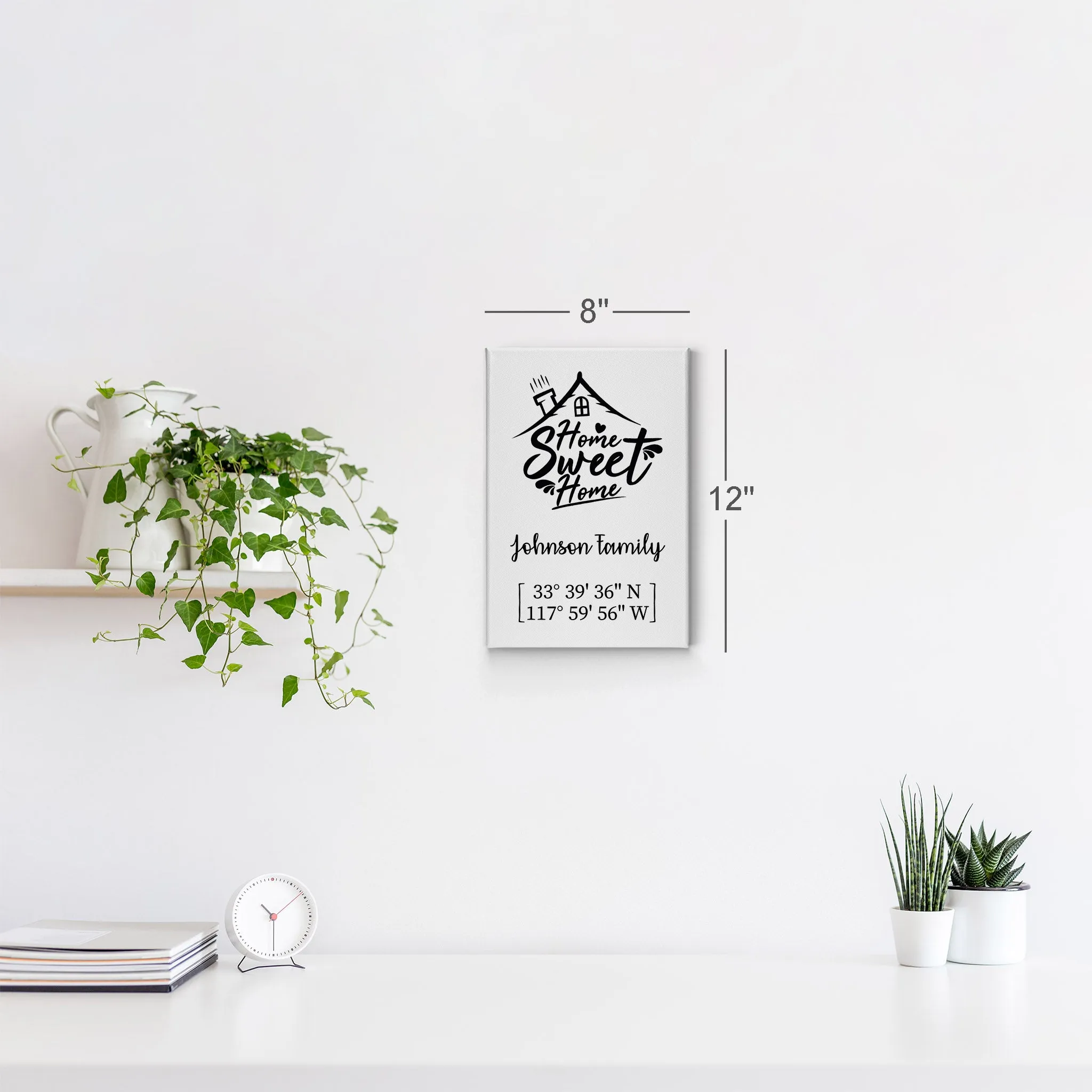 Personalized Gift Wall Art with Family Name and Coordinates Home Sweet Home Design