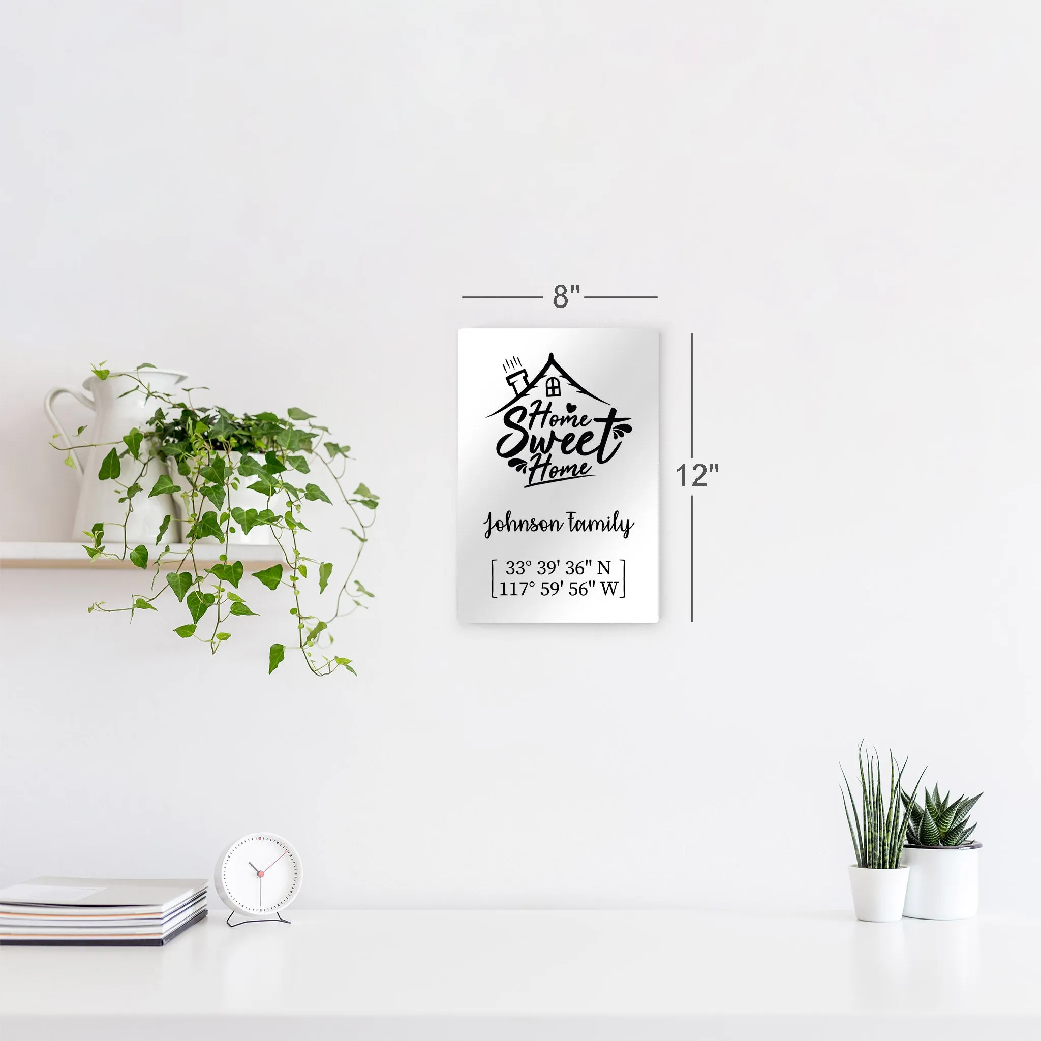 Personalized Gift Wall Art with Family Name and Coordinates Home Sweet Home Design