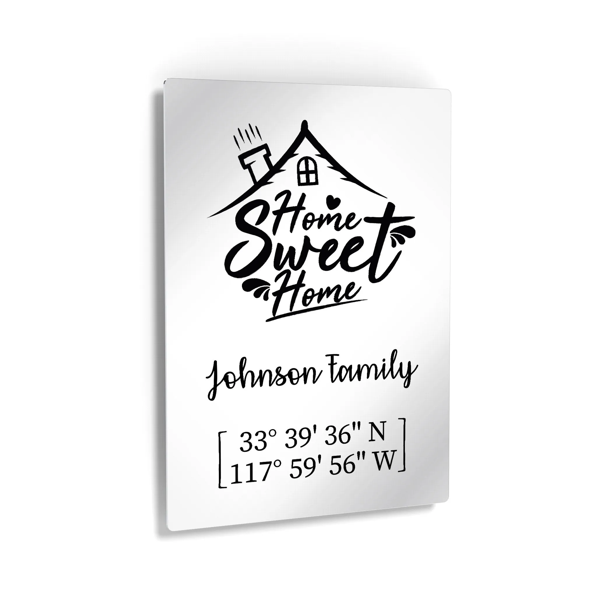 Personalized Gift Wall Art with Family Name and Coordinates Home Sweet Home Design
