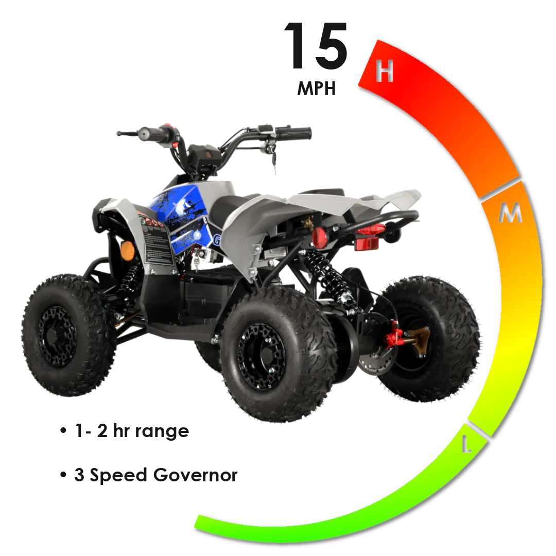 Pioneer 1200W Kids ATV 4 Wheeler with 14" Tires - Yellow
