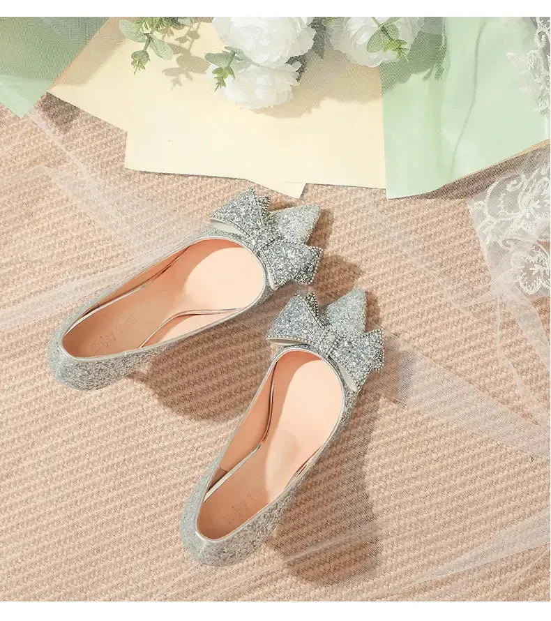 Pointed Toe Sequins Fine Heeled High Heels Elegant Sexy Ladies Sandals Wedding Shoes Banquet Shoes Women's Shoes