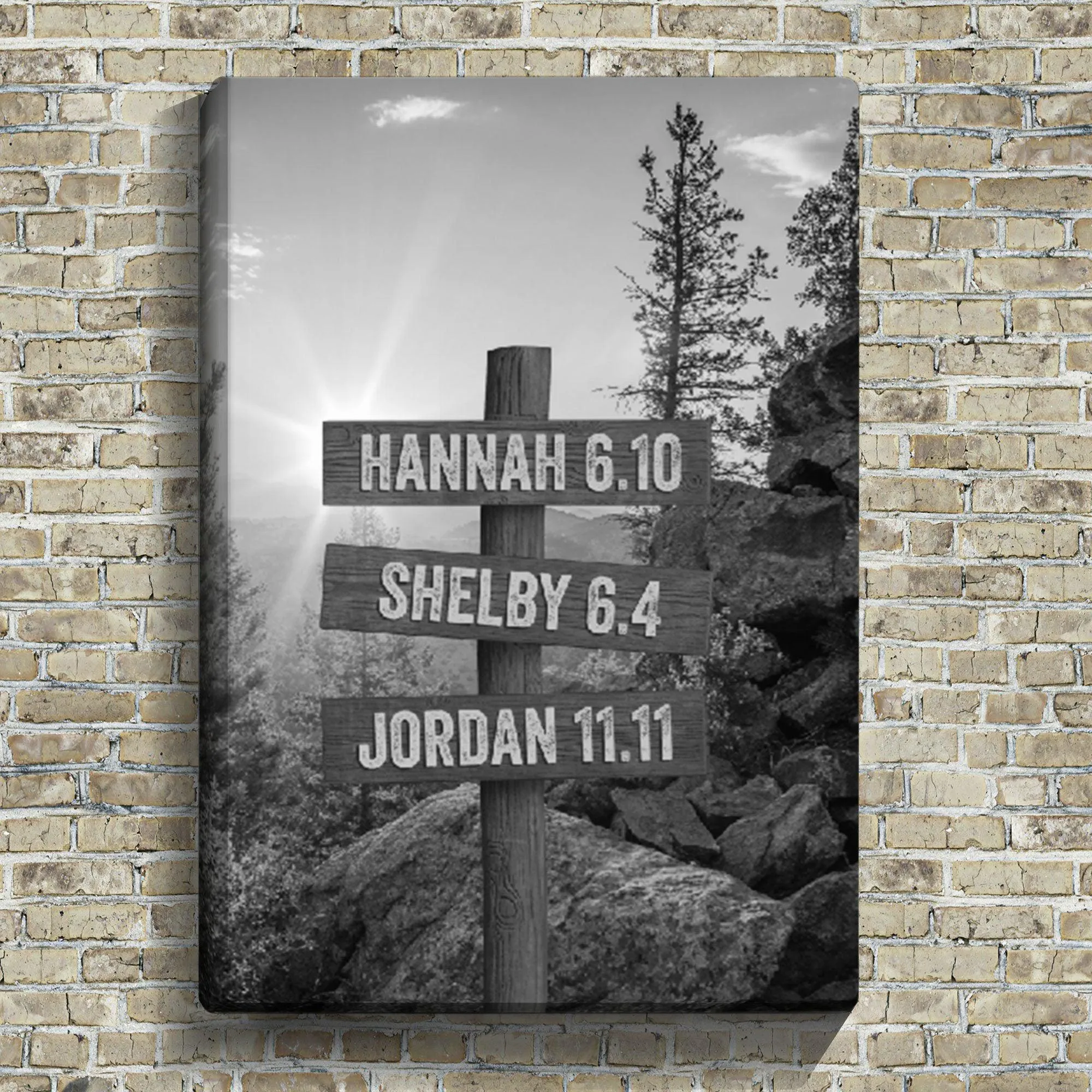 Rocky Mountain Sunrise Custom Wood Name Sign Personalized Canvas Wall Art
