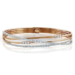Simon G. "Embraceable" Rose Gold Multi-Layer Diamond Wave Bangle