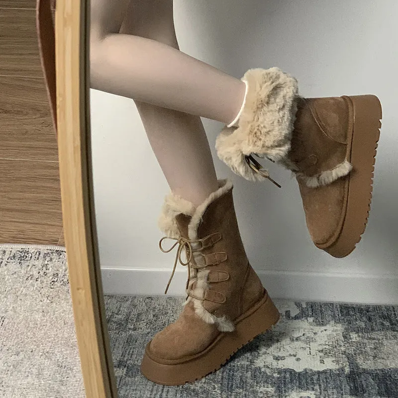 Snow Boots Warm Slugged Bottom Winter shoes for women