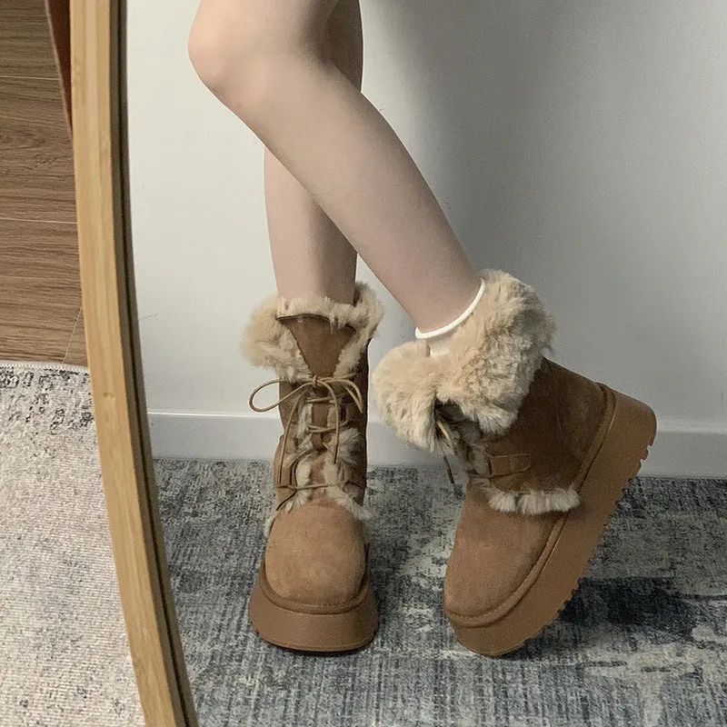 Snow Boots Warm Slugged Bottom Winter shoes for women