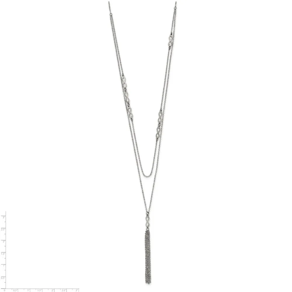 Stainless Steel Polished Infinity Multi Strand 28in w/2in ext Necklace