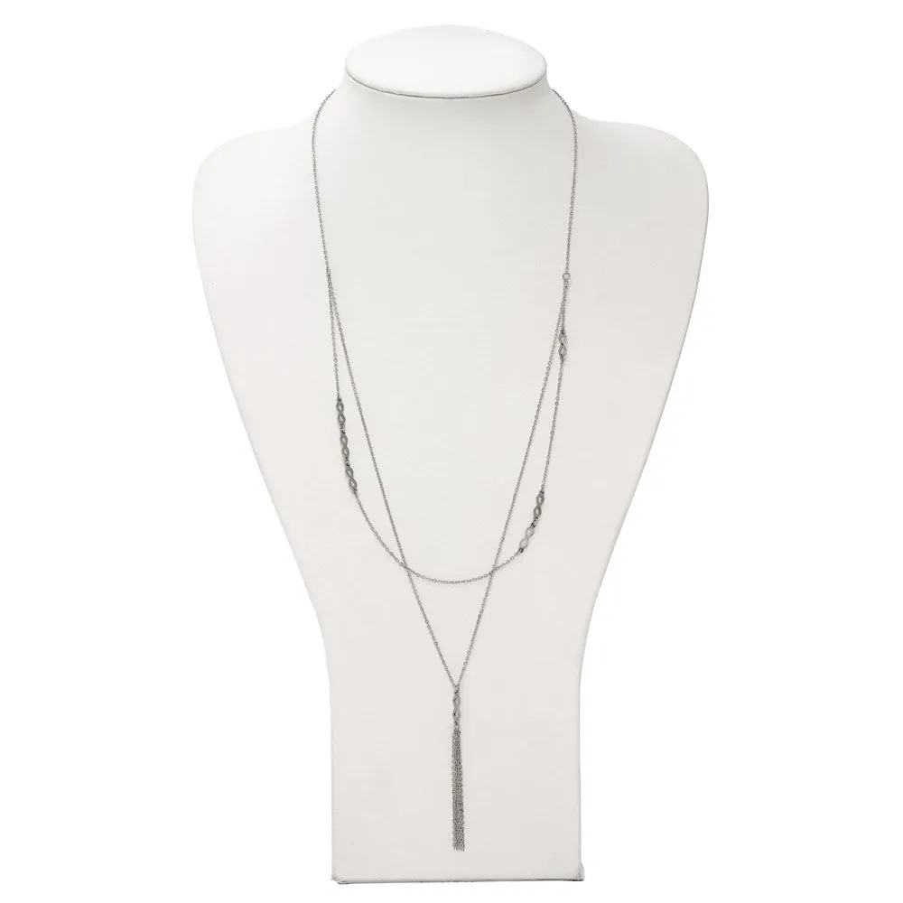 Stainless Steel Polished Infinity Multi Strand 28in w/2in ext Necklace