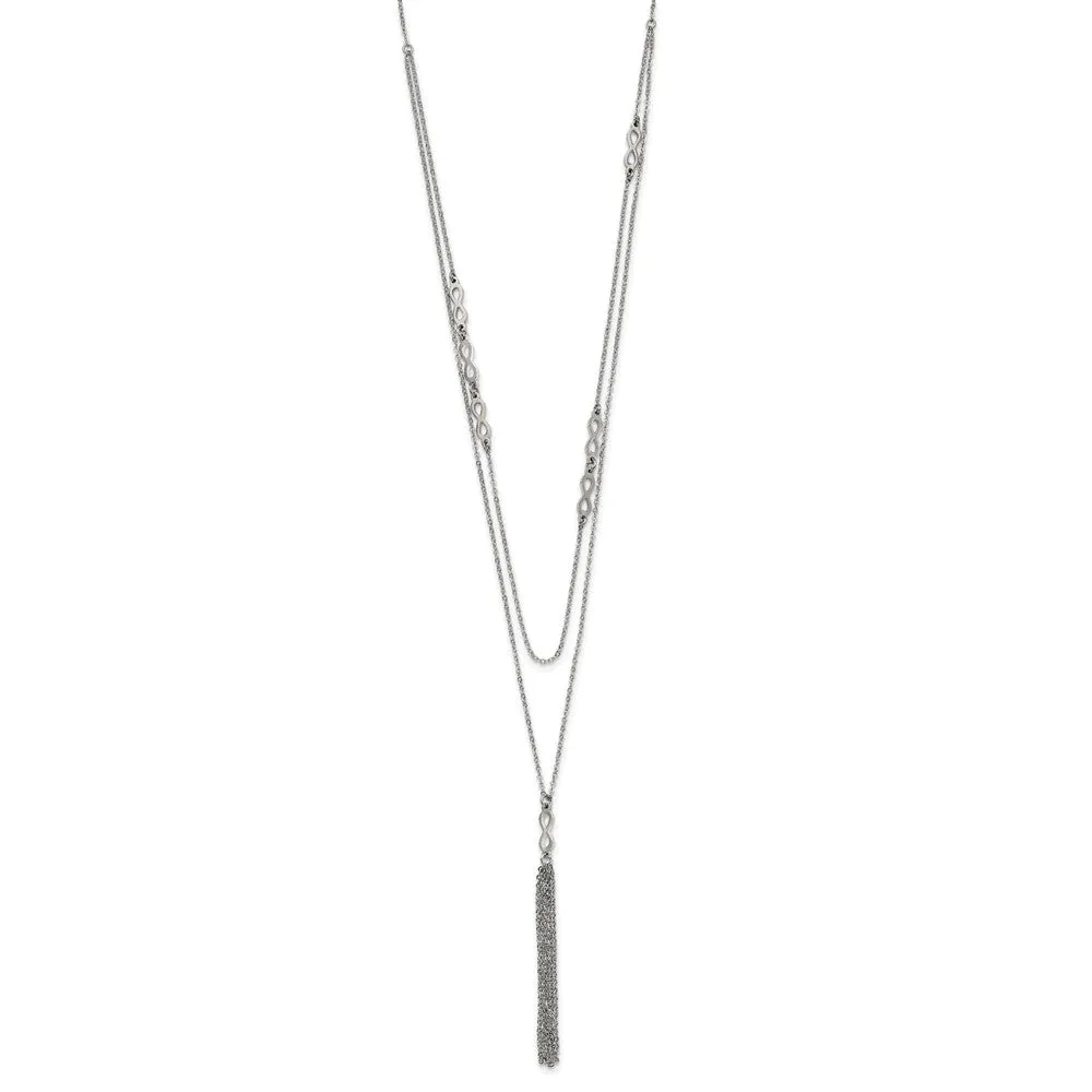 Stainless Steel Polished Infinity Multi Strand 28in w/2in ext Necklace