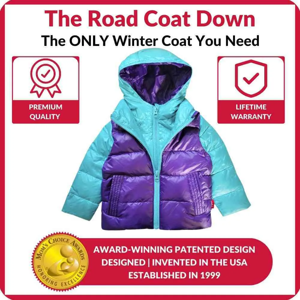 The Road Coat Down -  Aqua / Purple
