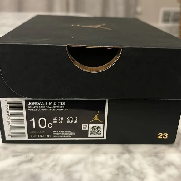 Toddler Air Jordan 1 Mid Sail/White/Light Laser Orange