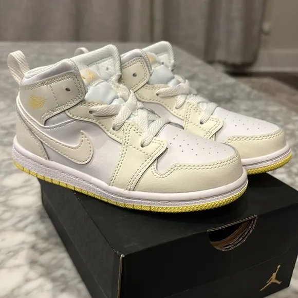 Toddler Air Jordan 1 Mid Sail/White/Light Laser Orange