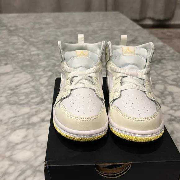 Toddler Air Jordan 1 Mid Sail/White/Light Laser Orange