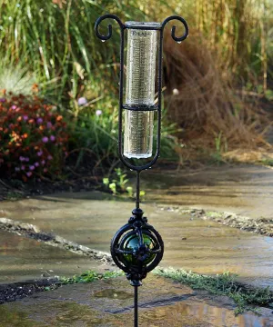 Toland Home Garden Garden Delights – Green Decorative Outdoor Garden Stake rain Gauge Statue with Glass Udometer