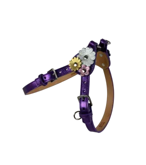 Triple Flower Leather Step-In Dog Harness