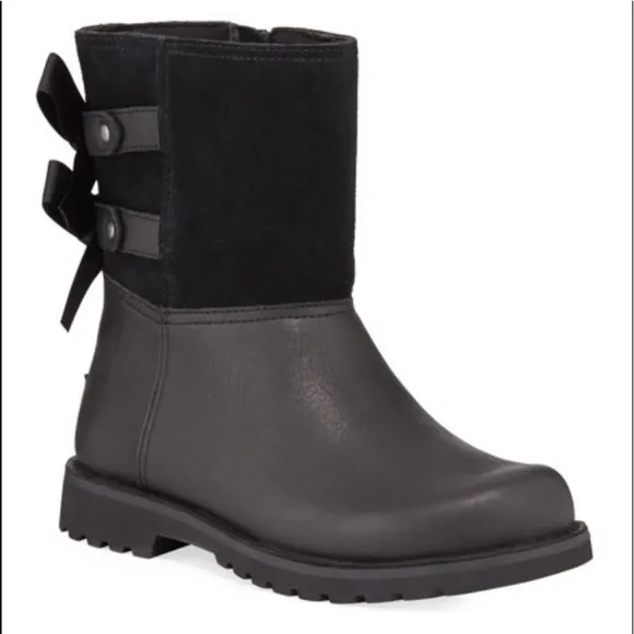 UGG Girl's Tara Suede &amp; Leather Bow Boots, Toddler Sz 9