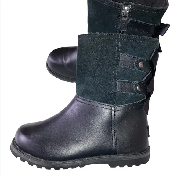 UGG Girl's Tara Suede &amp; Leather Bow Boots, Toddler Sz 9