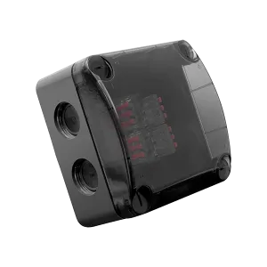 Unicrimp QOE8553AGYTF 85mmx85mmx52mm IP66 Weatherproof Enclosure with Semi-Transparent Lid & Furnished with 4x3 Way Lever Connectors - Anthracite Grey