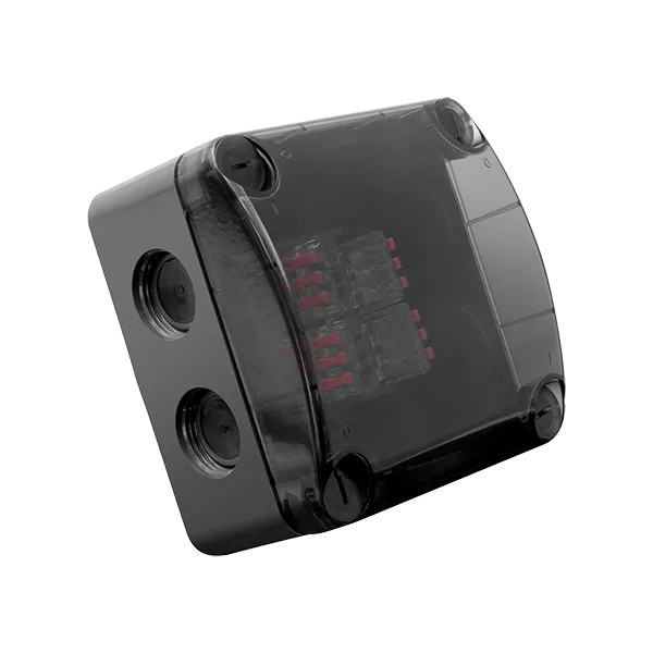 Unicrimp QOE8553AGYTF 85mmx85mmx52mm IP66 Weatherproof Enclosure with Semi-Transparent Lid & Furnished with 4x3 Way Lever Connectors - Anthracite Grey