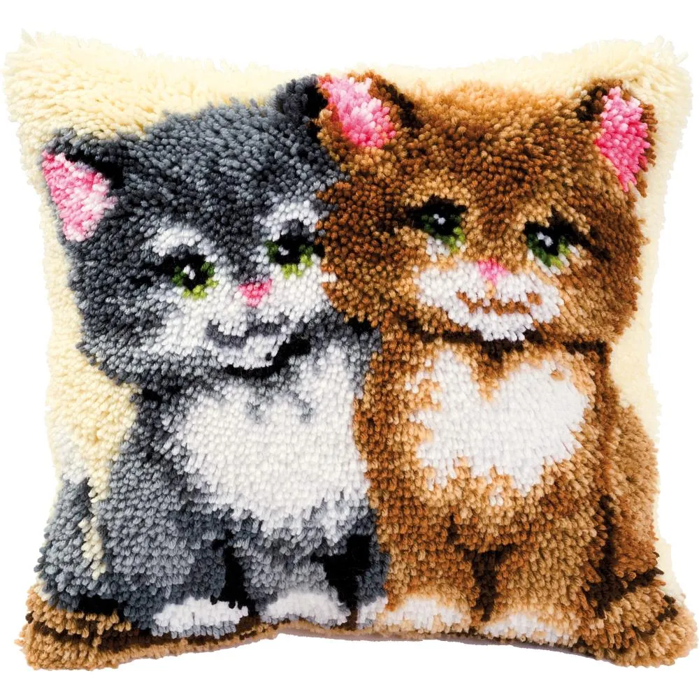 Vervaco Cushion Latch Hook Kit 16"X16"  Cats