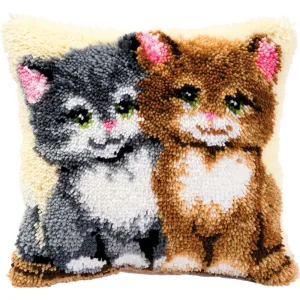 Vervaco Cushion Latch Hook Kit 16"X16"  Cats