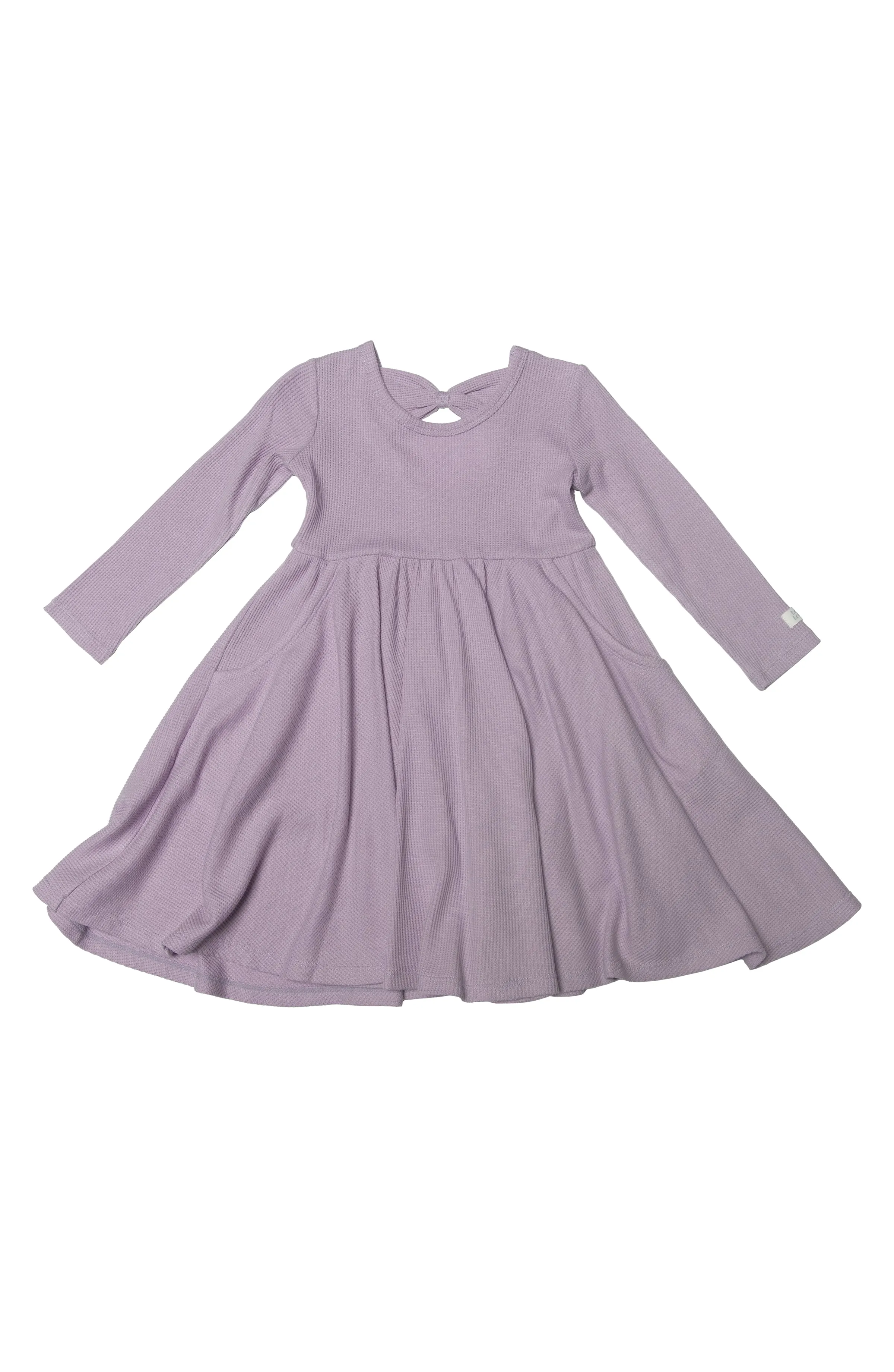 Waffle Long Sleeve Skater Dress - Lavender
