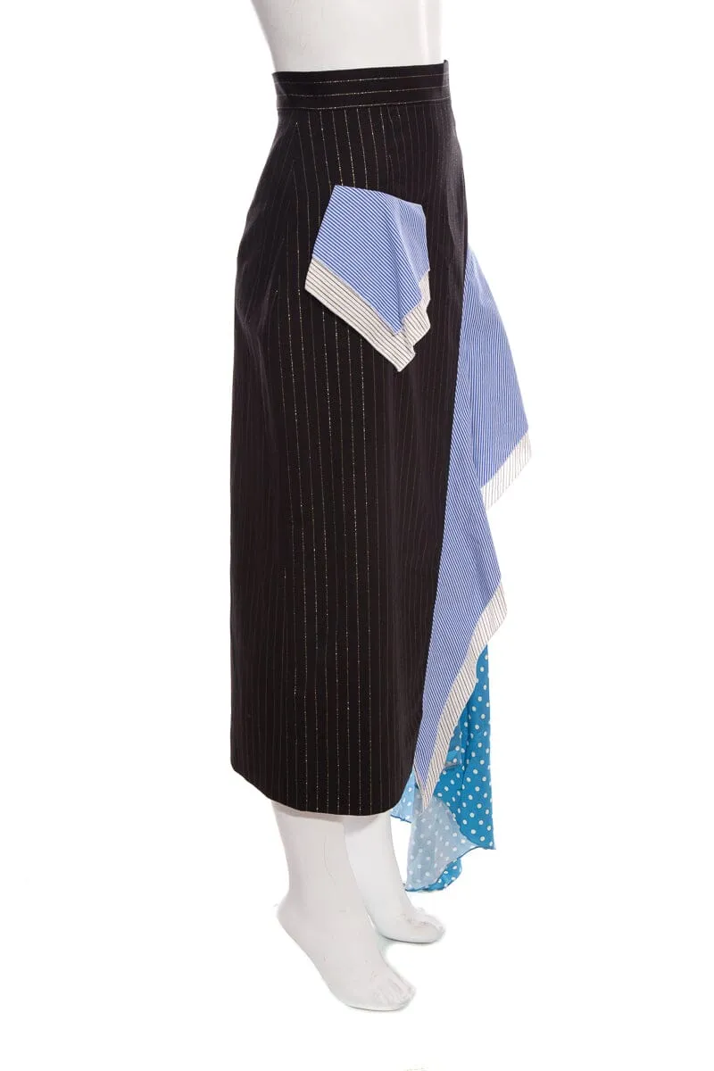Walk Of Shame Pinstripe Multi Panel Skirt SZ 0