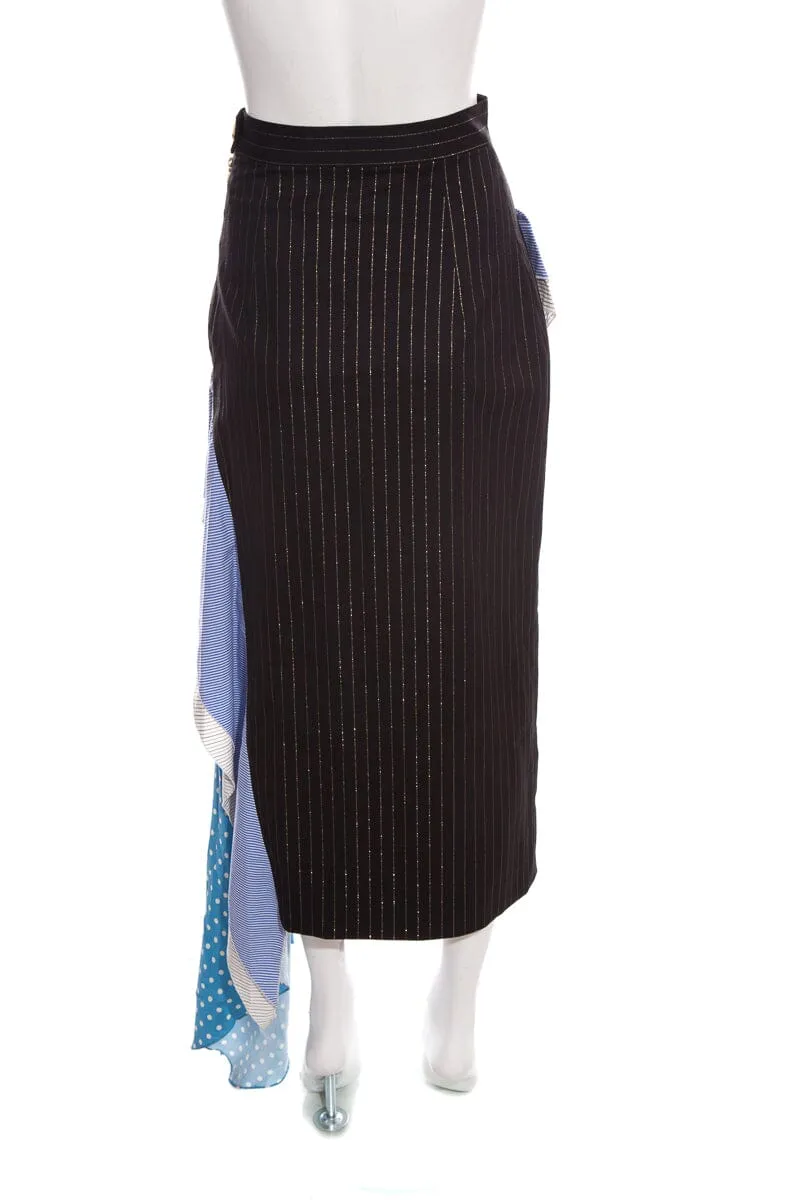 Walk Of Shame Pinstripe Multi Panel Skirt SZ 0