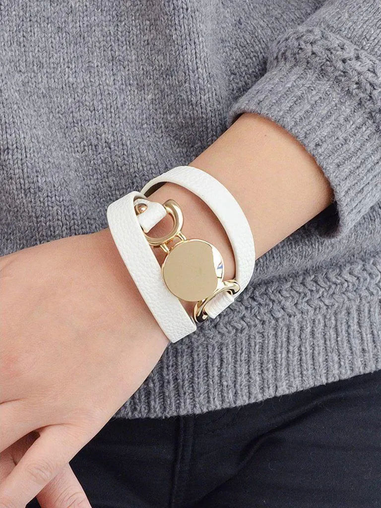White Multi-Layer Winding Wide Bracelet