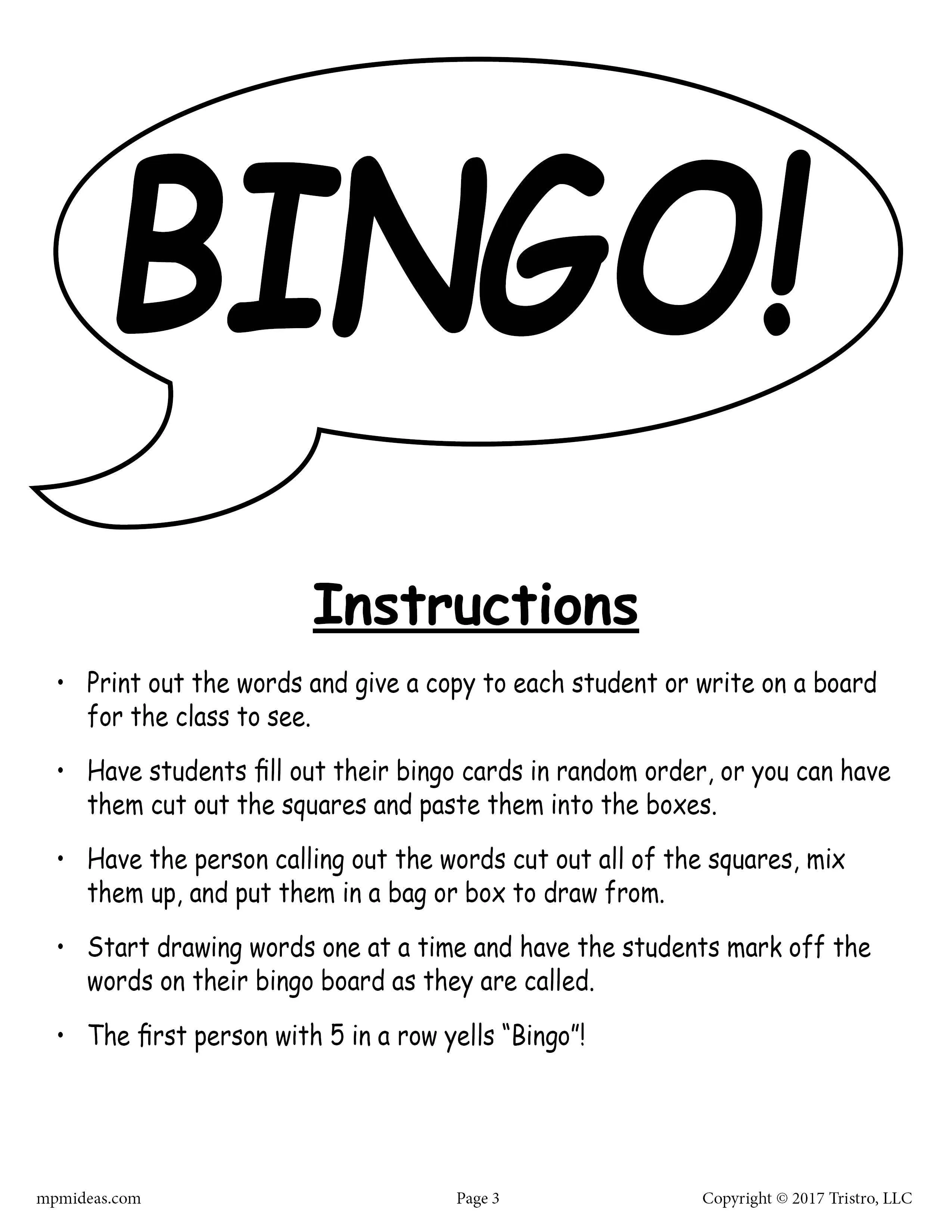 Winter Bingo - Printable Game!