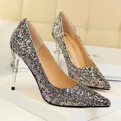 Women Pumps Bling High Heels Women Pumps Glitter High Heel Shoes Woman Sexy Wedding Shoes Big Tree Shoes