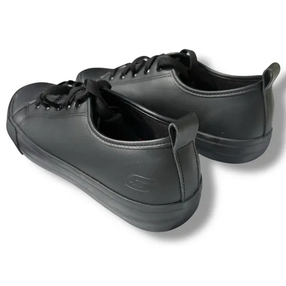 Women's Black Sketchers Leather Lace-up Alvie SR Work Sneaker Low Profile 108118