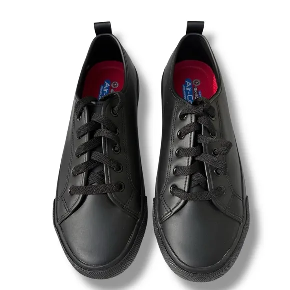 Women's Black Sketchers Leather Lace-up Alvie SR Work Sneaker Low Profile 108118