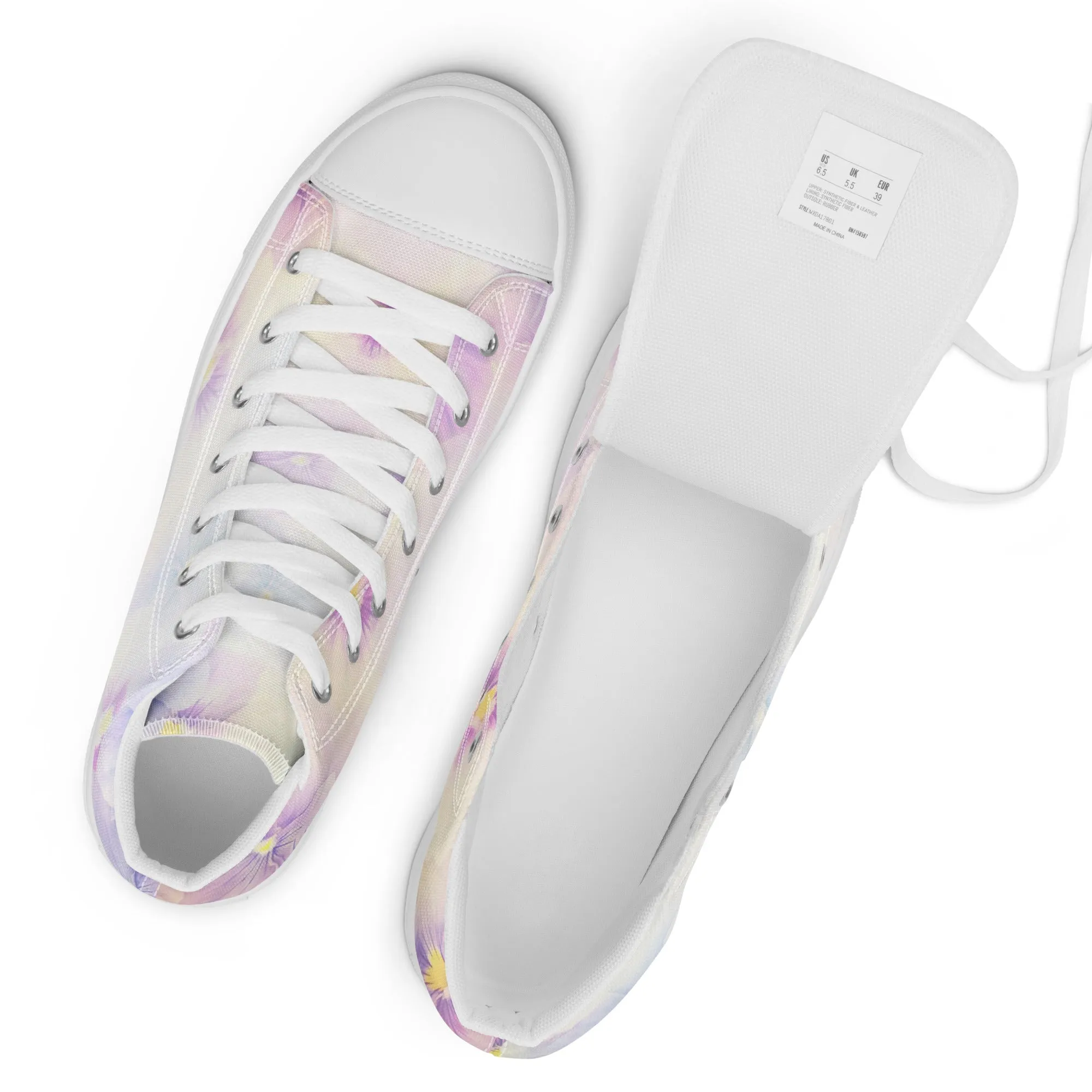 Women’s high top canvas shoes  | Violet Flowers Background | print your demand