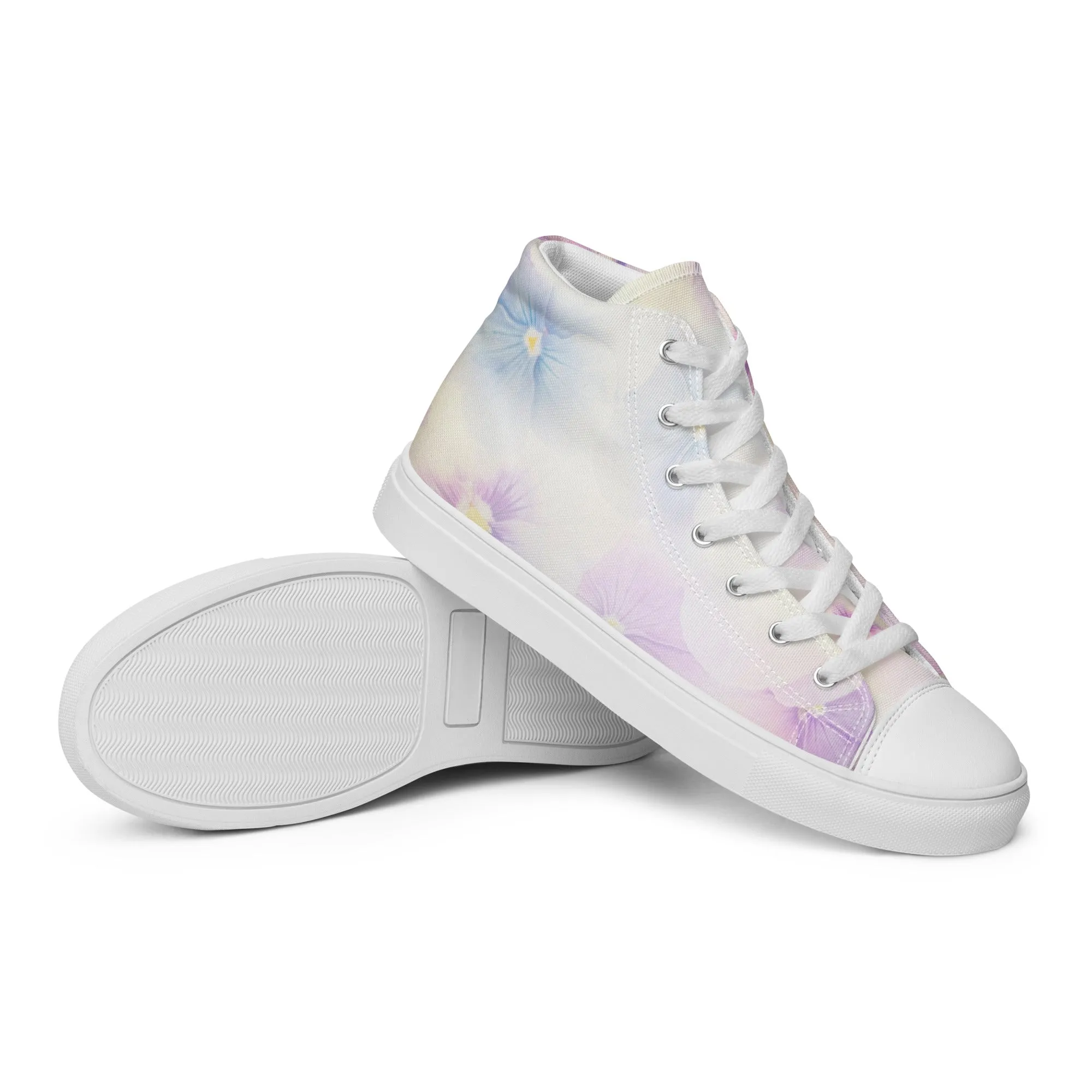 Women’s high top canvas shoes  | Violet Flowers Background | print your demand