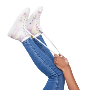 Women’s high top canvas shoes  | Violet Flowers Background | print your demand