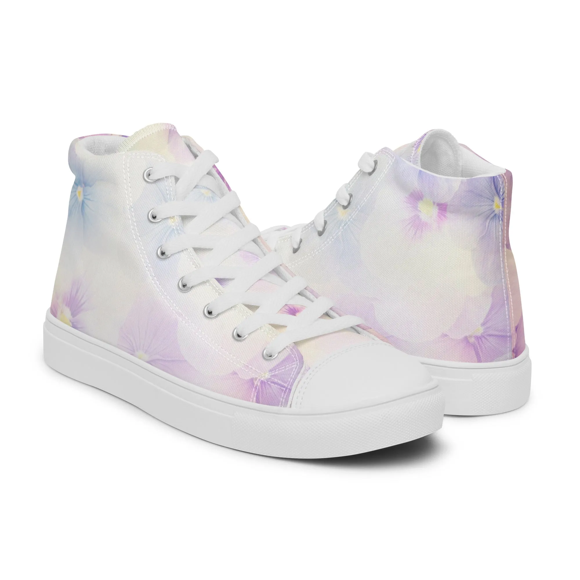 Women’s high top canvas shoes  | Violet Flowers Background | print your demand