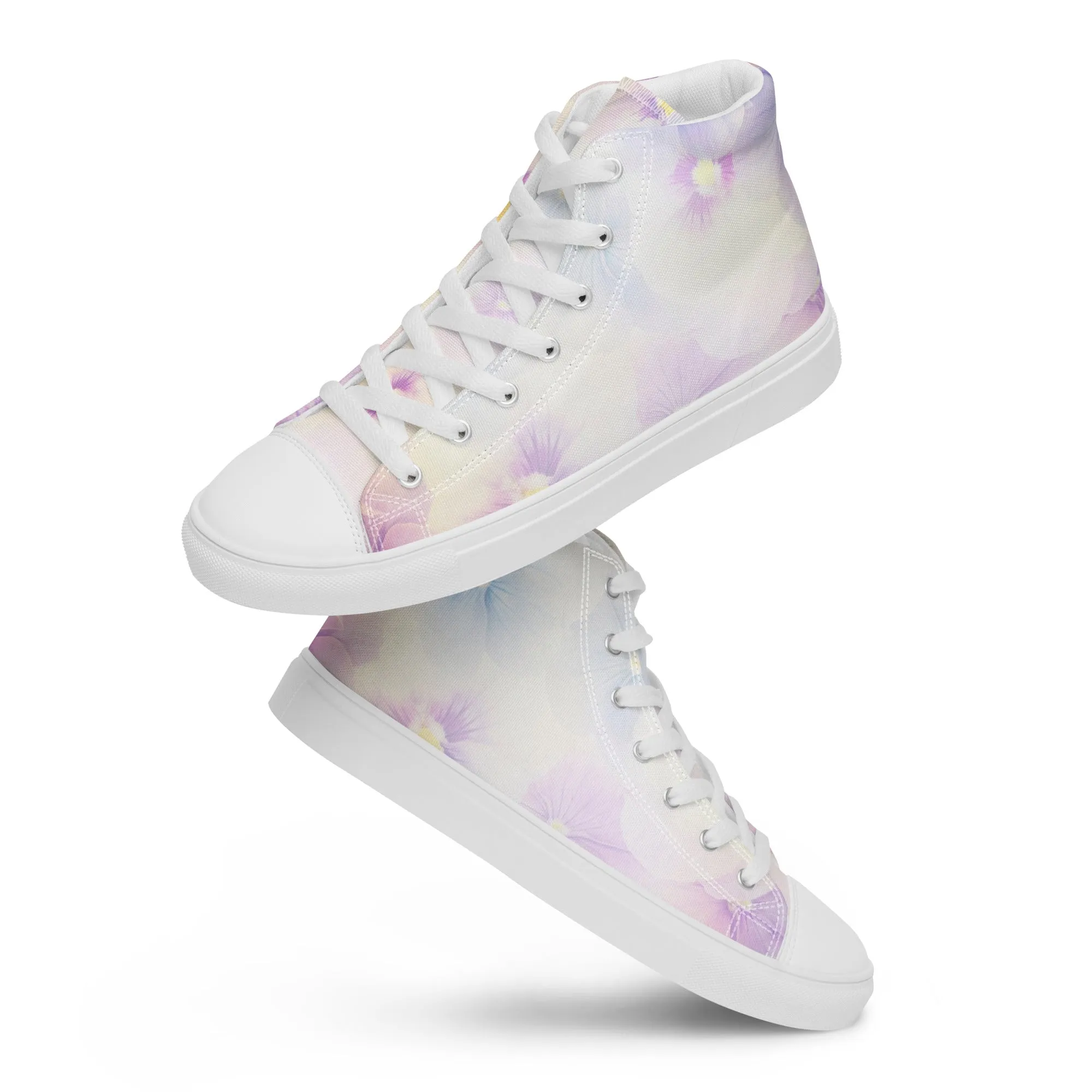 Women’s high top canvas shoes  | Violet Flowers Background | print your demand