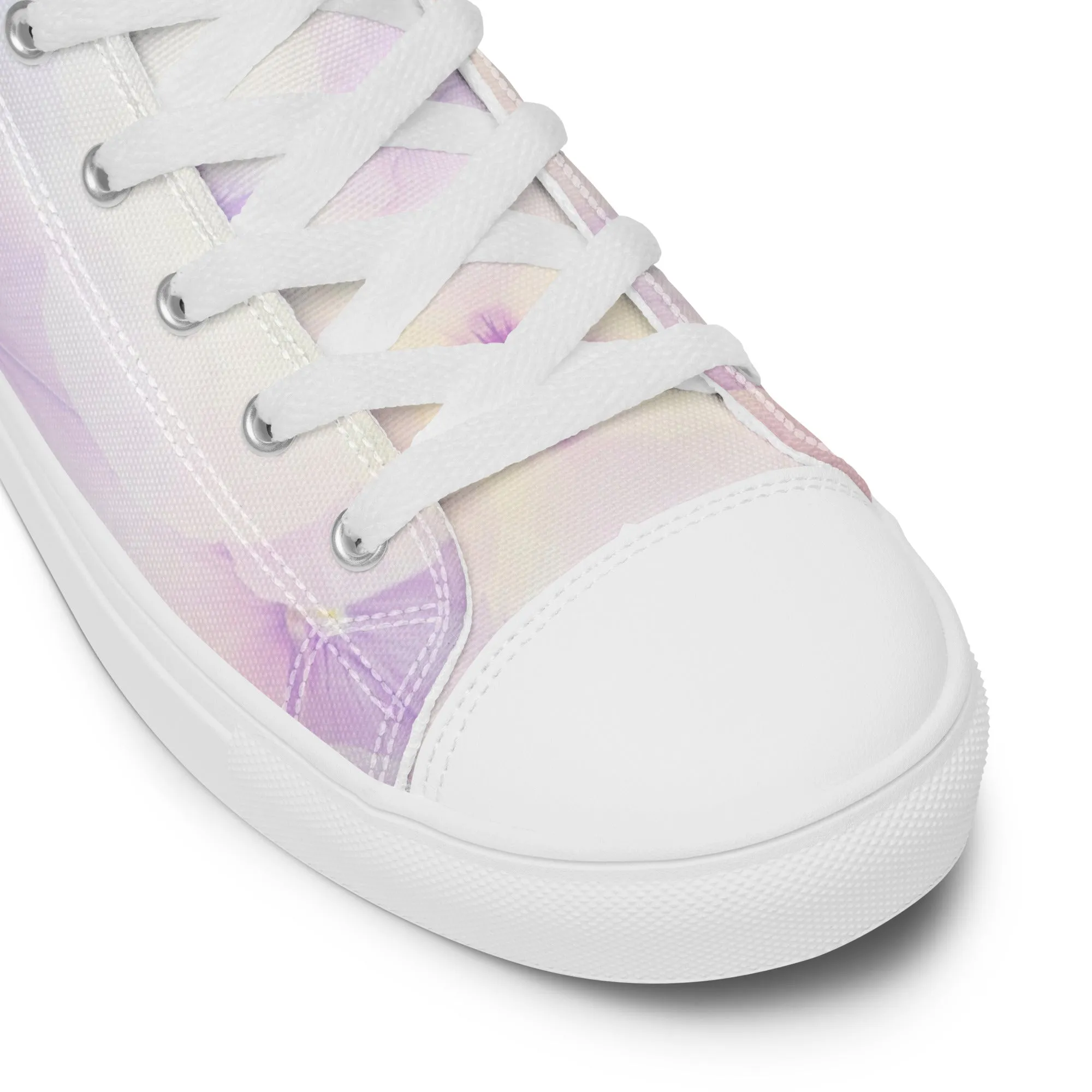 Women’s high top canvas shoes  | Violet Flowers Background | print your demand
