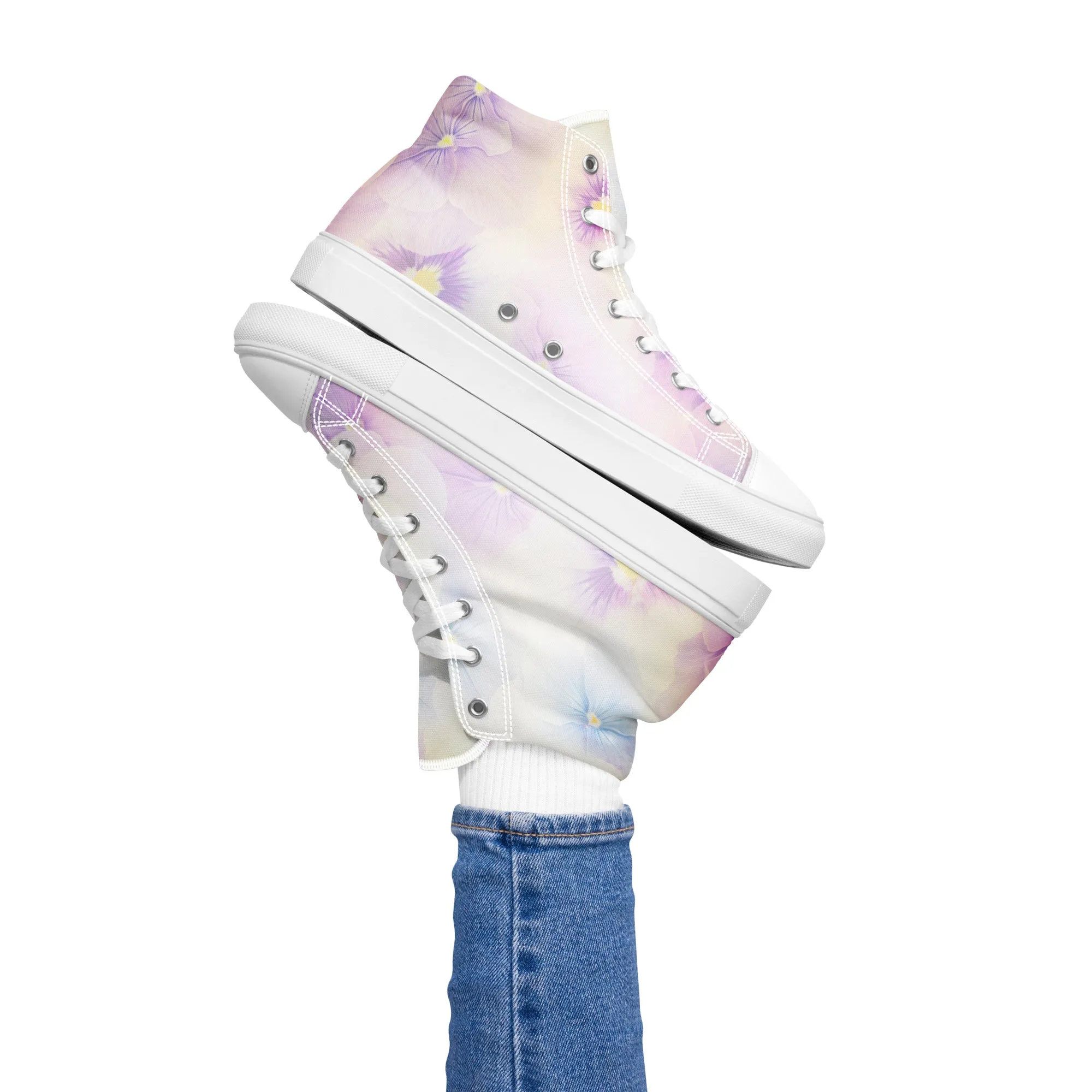 Women’s high top canvas shoes  | Violet Flowers Background | print your demand