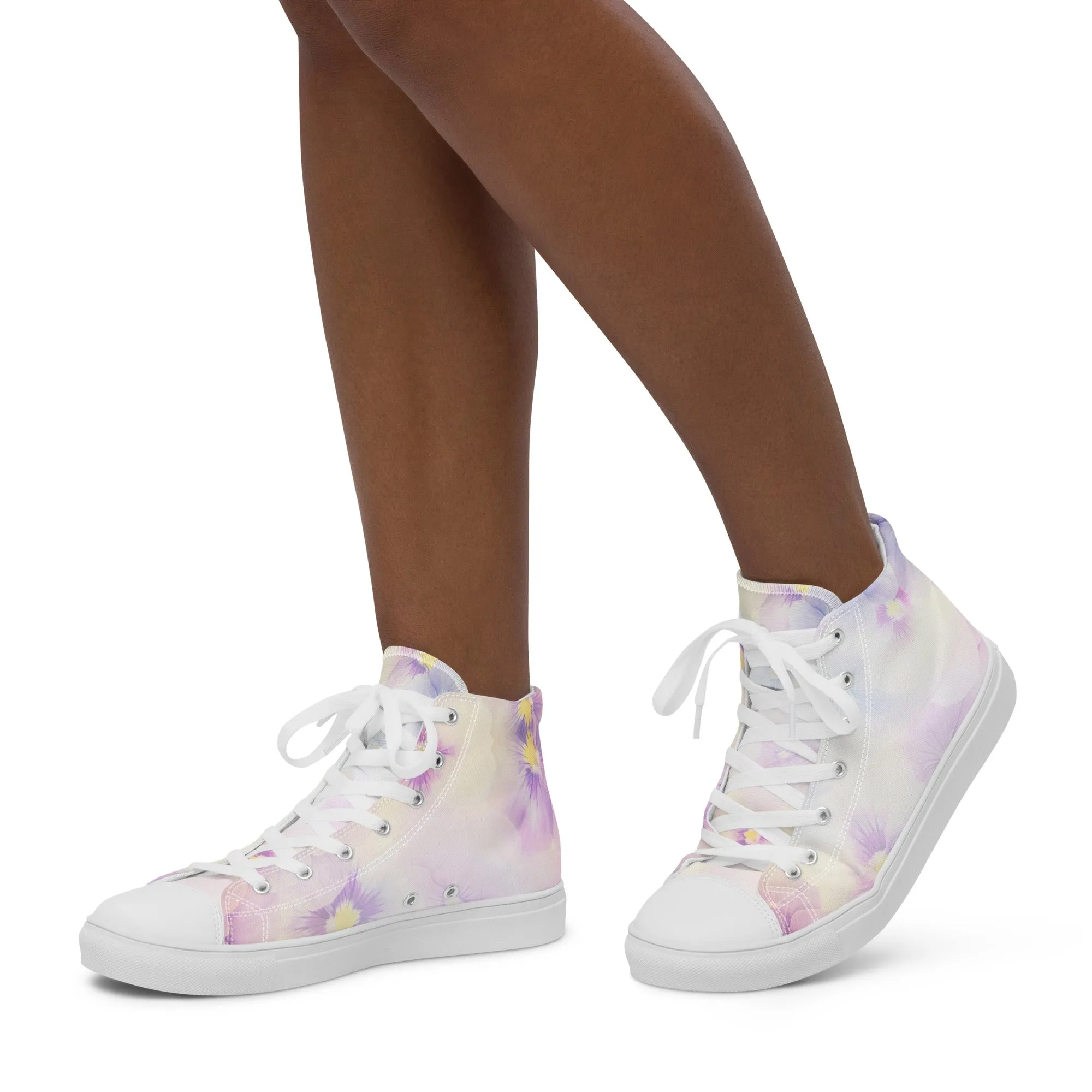 Women’s high top canvas shoes  | Violet Flowers Background | print your demand