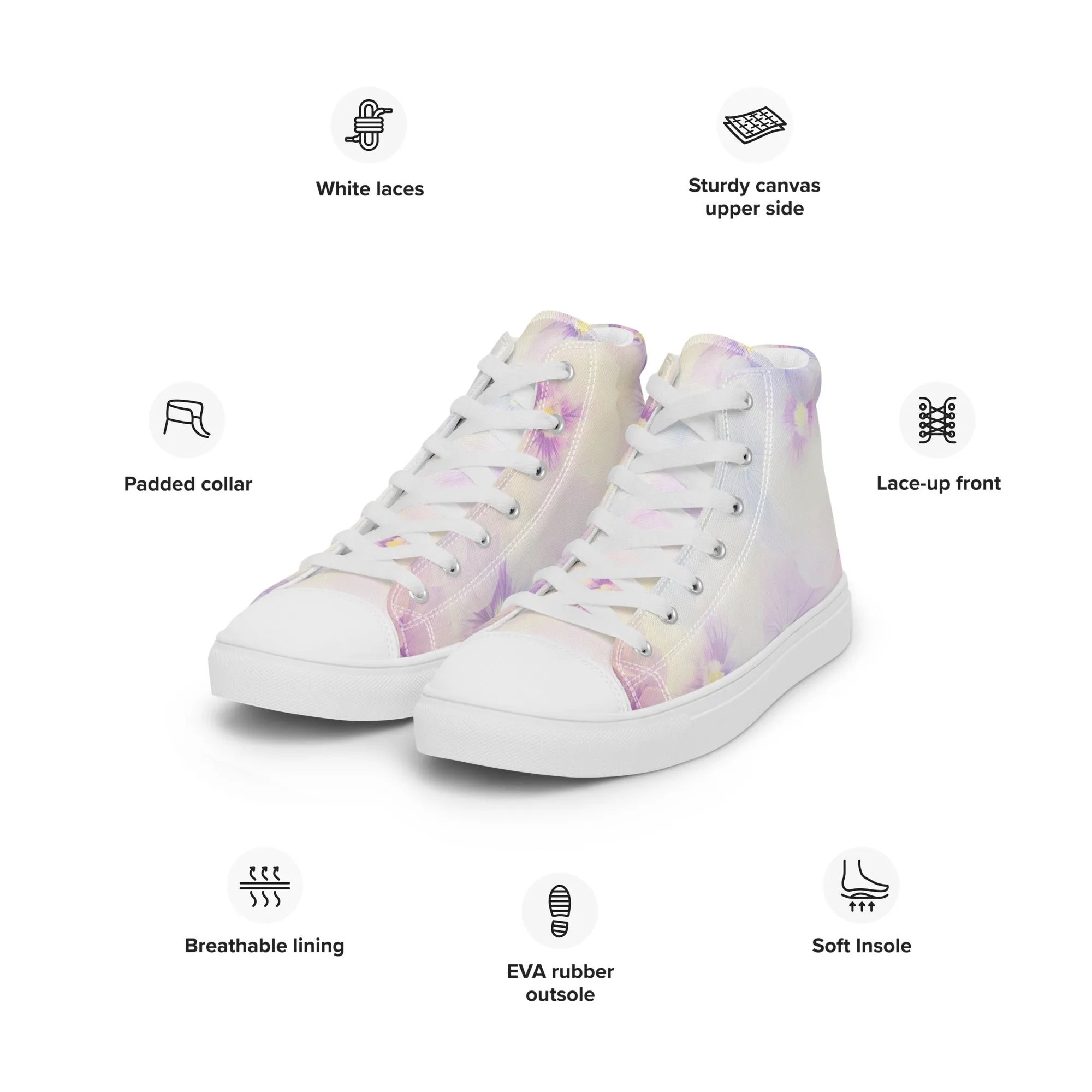 Women’s high top canvas shoes  | Violet Flowers Background | print your demand