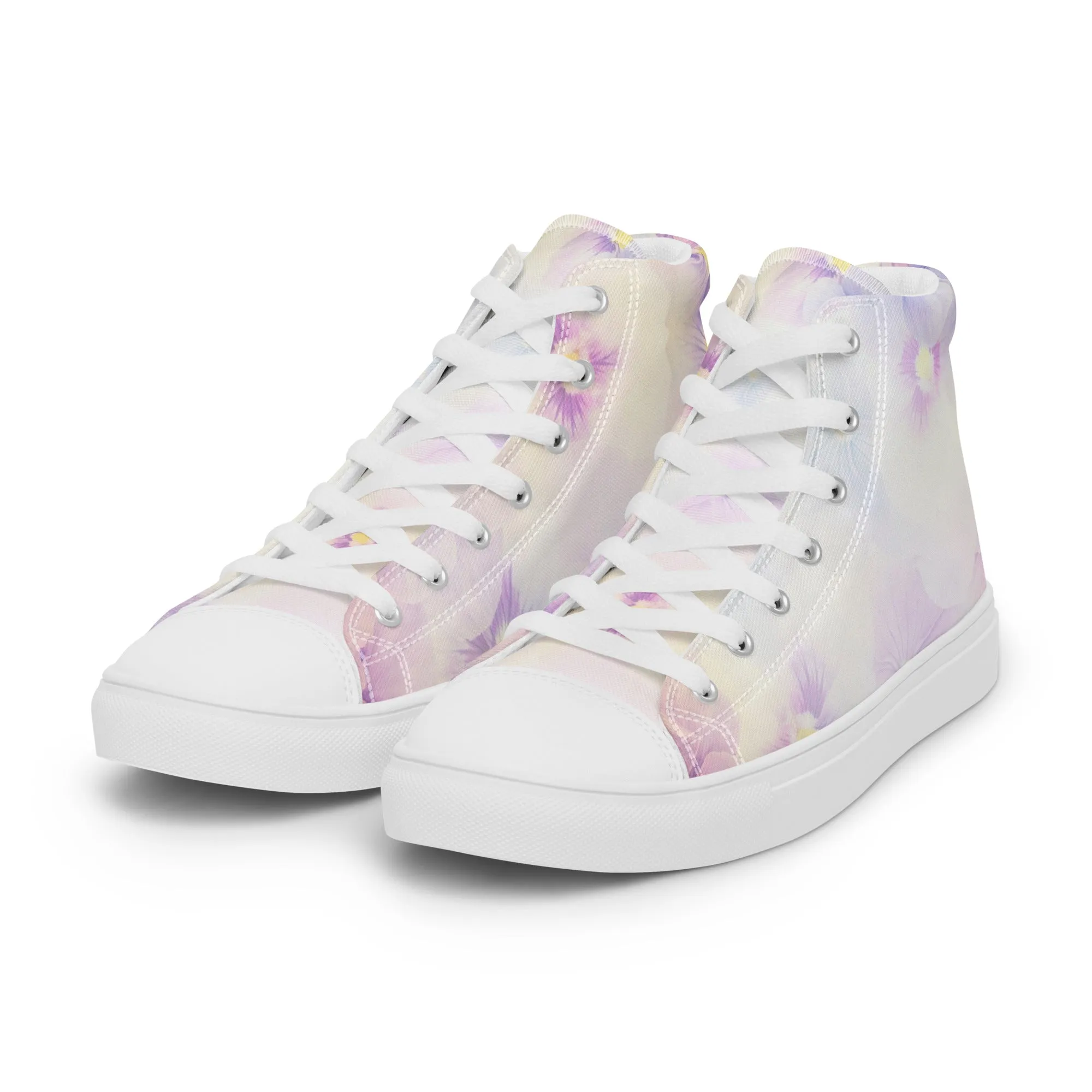 Women’s high top canvas shoes  | Violet Flowers Background | print your demand
