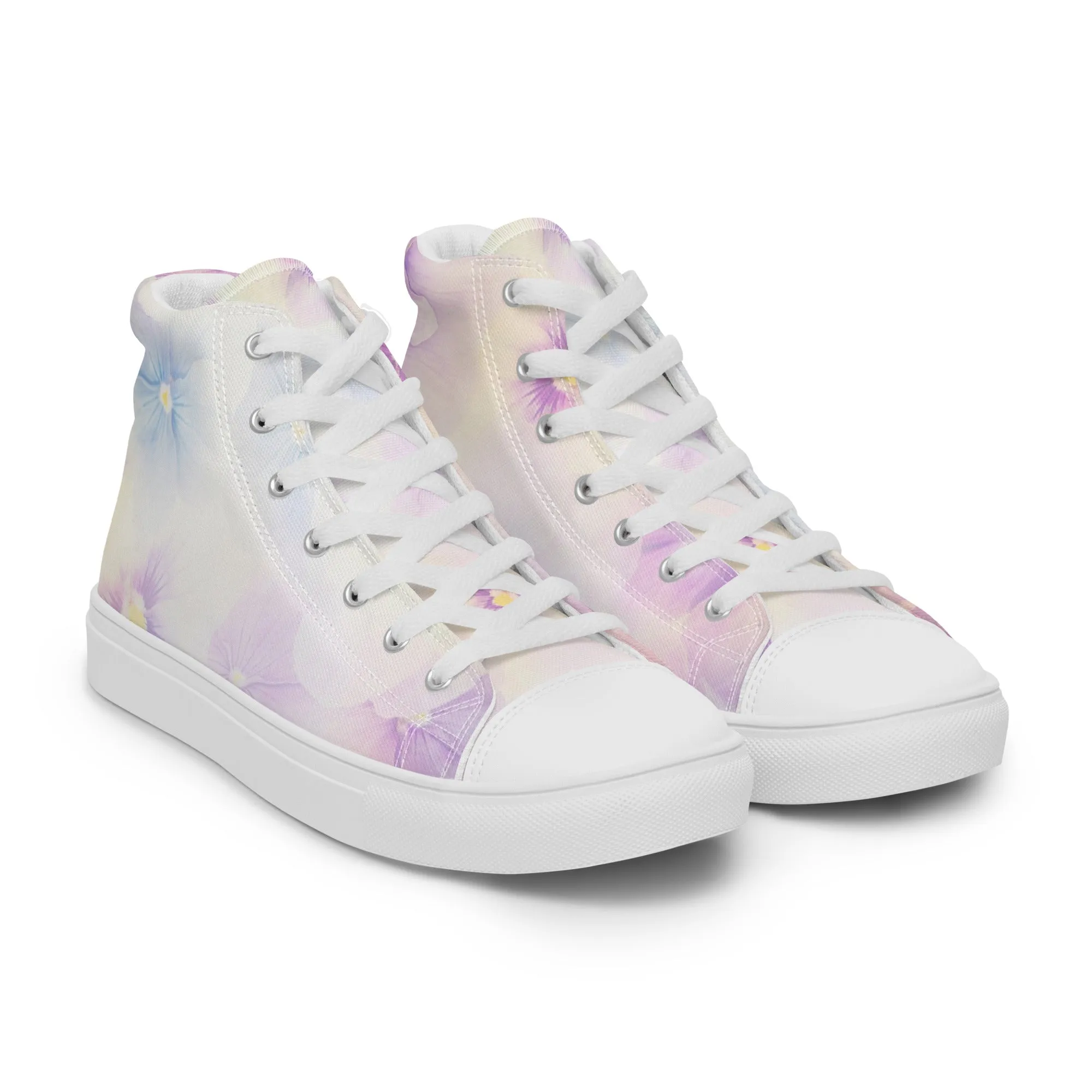 Women’s high top canvas shoes  | Violet Flowers Background | print your demand