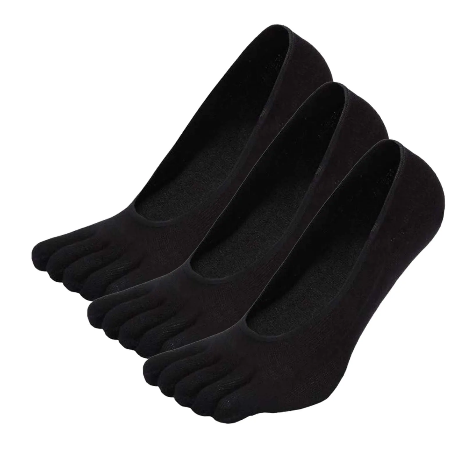 Womens Mens 3 Pairs Toe Sockettes No Show Five Fingers Cotton Socks