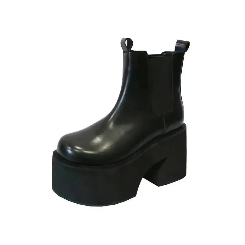 Y2K Inspired Chelsea Boots with Square Heel and Ankle Height