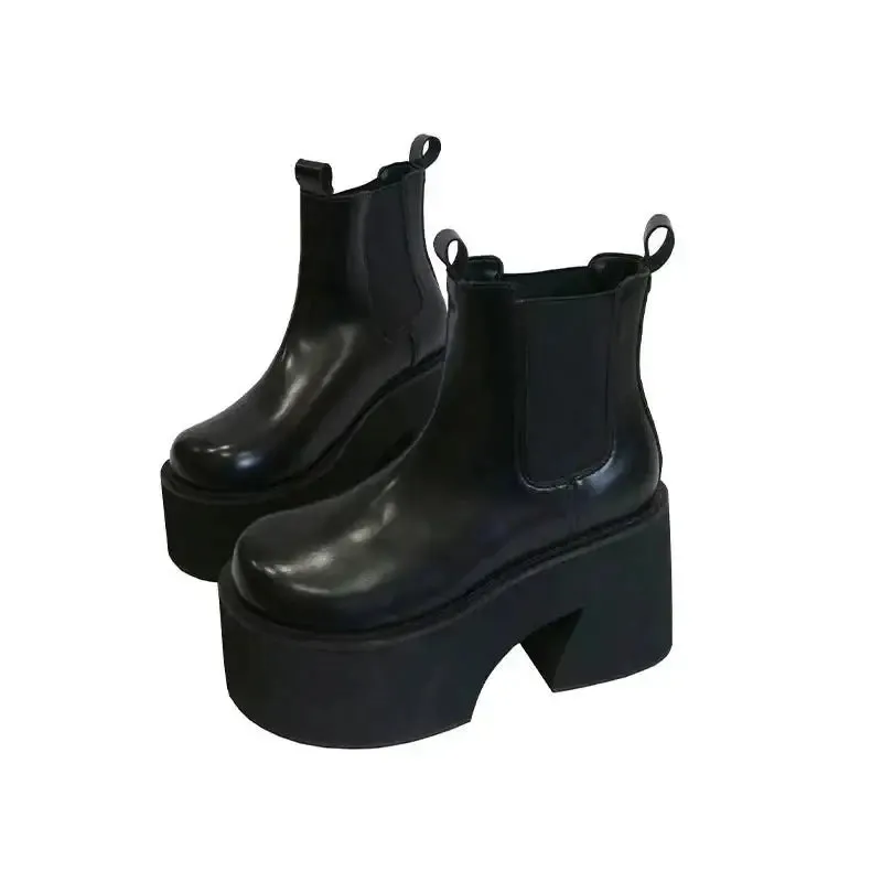 Y2K Inspired Chelsea Boots with Square Heel and Ankle Height