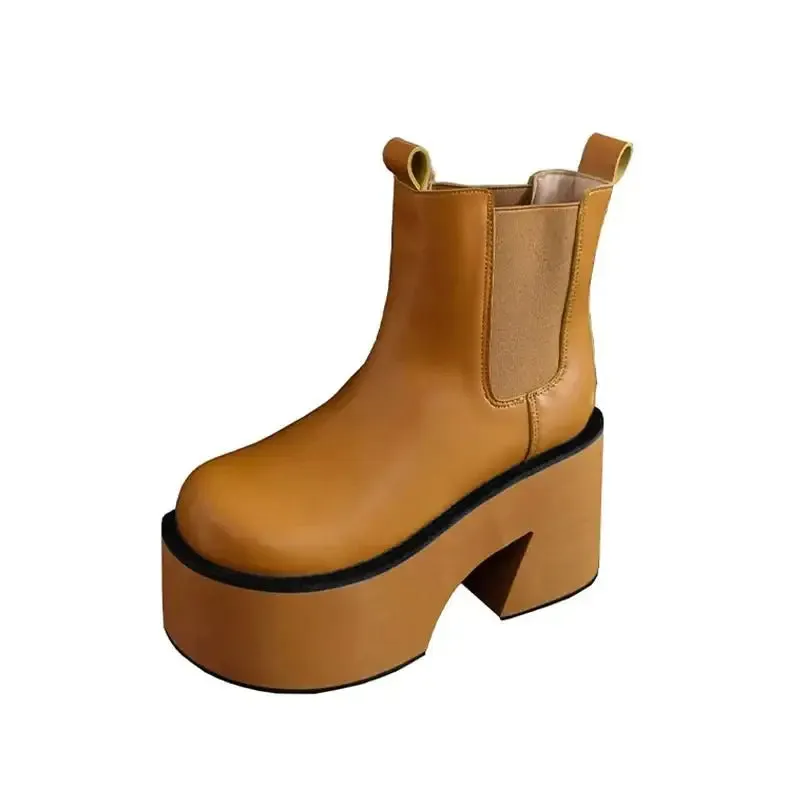 Y2K Inspired Chelsea Boots with Square Heel and Ankle Height